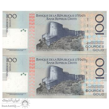 اسکناس 100 گورد 2019 جمهوری سوم - دویستمین سالگرد استقلال - جفت - UNC64 - هائیتی