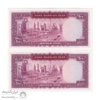 اسکناس 100 ریال 1342 - جفت - UNC60 - محمد رضا شاه