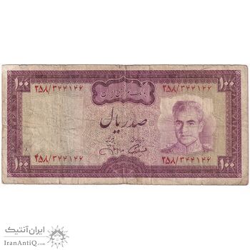 اسکناس 100 ریال (آموزگار - جهانشاهی) - تک - F12 - محمد رضا شاه