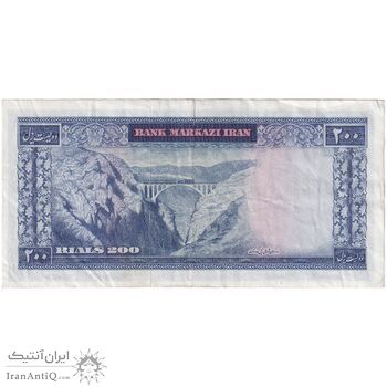 اسکناس 200 ریال (آموزگار - سمیعی) نوشته قرمز - تک - VF35 - محمد رضا شاه