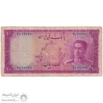 اسکناس 100 ریال سری سوم - تک - F12 - محمد رضا شاه