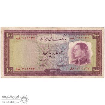 اسکناس 100 ریال 1333 - تک - VF25 - محمد رضا شاه