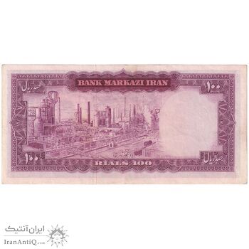 اسکناس 100 ریال (آموزگار - جهانشاهی) - تک - EF45 - محمد رضا شاه