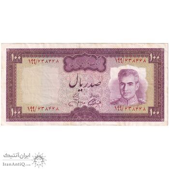 اسکناس 100 ریال (آموزگار - جهانشاهی) - تک - VF35 - محمد رضا شاه