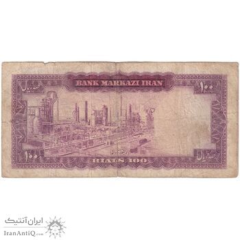 اسکناس 100 ریال (آموزگار - سمیعی) نوشته قرمز - تک - F12 - محمد رضا شاه