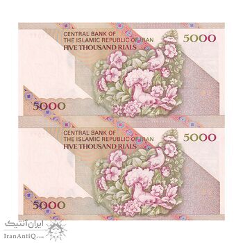 اسکناس 5000 ریال امام (نمازی - نوربخش) فیلیگران نوع 6 - جفت - UNC64 - جمهوری اسلامی