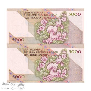 اسکناس 5000 ریال امام (نمازی - نوربخش) فیلیگران نوع 6 - جفت - UNC64 - جمهوری اسلامی