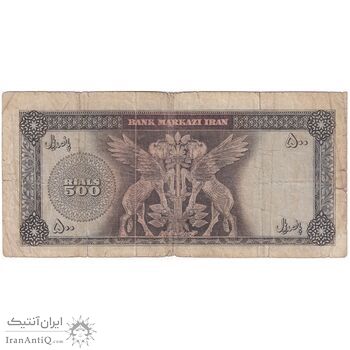 اسکناس 500 ریال (آموزگار - سمیعی) نوشته سیاه - تک - F12 - محمد رضا شاه