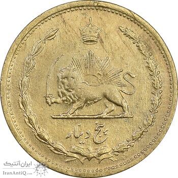 سکه 5 دینار 1318 برنز - AU50 - رضا شاه