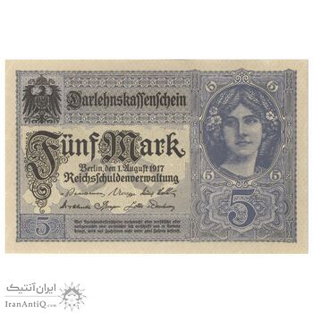 اسکناس 5 مارک 1917 ویلیام دوم - تک - UNC61 - آلمان