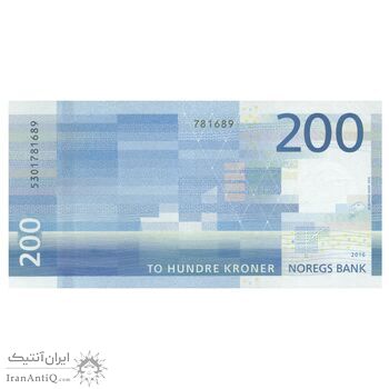 اسکناس 200 کرون 2016 هارالد پنجم - تک - AU50 - نروژ