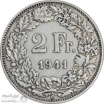 سکه 2 فرانک 1941 دولت فدرال - EF40 - سوئیس