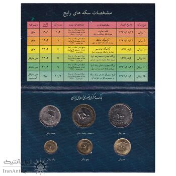 پک سکه های رایج بانک مرکزی (سکه 1 ریال 1371 دماوند) - UNC - جمهوری اسلامی