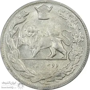 سکه 2000 دینار 1308 تصویری - AU55 - رضا شاه