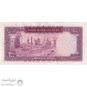 اسکناس 100 ریال (آموزگار - سمیعی) نوشته قرمز - تک - VF35 - محمد رضا شاه