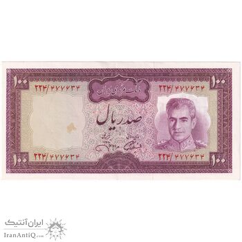 اسکناس 100 ریال (آموزگار - جهانشاهی) - تک - AU55 - محمد رضا شاه