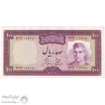 اسکناس 100 ریال (آموزگار - جهانشاهی) - تک - AU53 - محمد رضا شاه