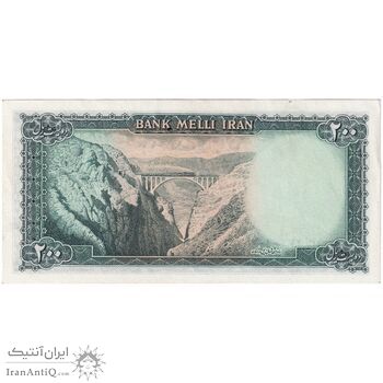 اسکناس 200 ریال سری سوم - تک - AU58 - محمد رضا شاه