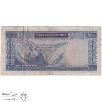 اسکناس 200 ریال (آموزگار - فرمان فرماییان) نوشته سیاه - تک - VF20 - محمد رضا شاه