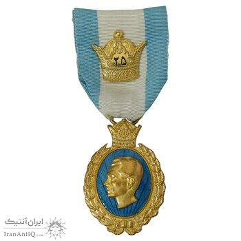 نشان بیست و پنجمین سال سلطنت - با جعبه فابریک - AU - محمد رضا شاه