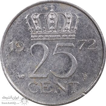 سکه 25 سنت 1972 یولیانا - AU50 - هلند