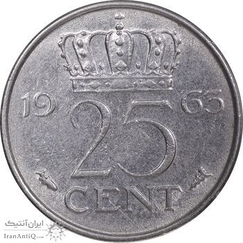سکه 25 سنت 1963 یولیانا - AU55 - هلند