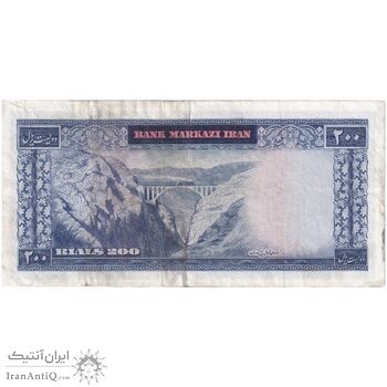 اسکناس 200 ریال (آموزگار - فرمان فرماییان) نوشته سیاه - تک - VF35 - محمد رضا شاه
