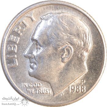 سکه 1 دایم 1988P روزولت - MS61 - آمریکا