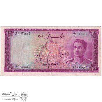 اسکناس 100 ریال سری سوم - تک - EF40 - محمد رضا شاه