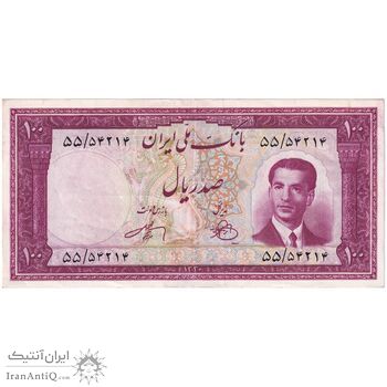 اسکناس 100 ریال کراواتی 1330 - تک - AU50 - محمد رضا شاه