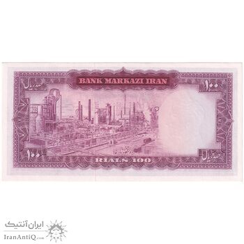 اسکناس 100 ریال (آموزگار - فرمان فرماییان) نوشته قرمز - تک - UNC62 - محمد رضا شاه