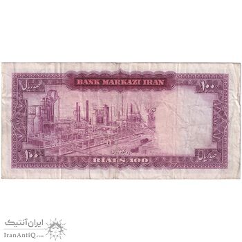اسکناس 100 ریال (آموزگار - فرمان فرماییان) نوشته سیاه - تک - VF30 - محمد رضا شاه