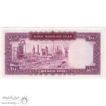 اسکناس 100 ریال (آموزگار - سمیعی) نوشته قرمز - تک - EF45 - محمد رضا شاه
