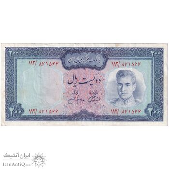 اسکناس 200 ریال (آموزگار - جهانشاهی) - تک - EF40 - محمد رضا شاه