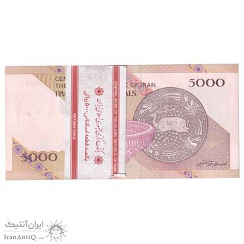 بسته اسکناس 5000 ریال امام (طیب نیا - سیف) - نوار 5000 ریال - شماره نیمه رند - UNC - جمهوری اسلامی