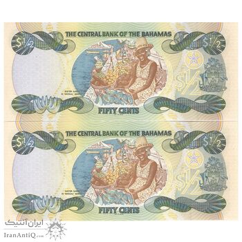 اسکناس 50 سنت 2001 الیزابت دوم - جفت - UNC64 - باهاما