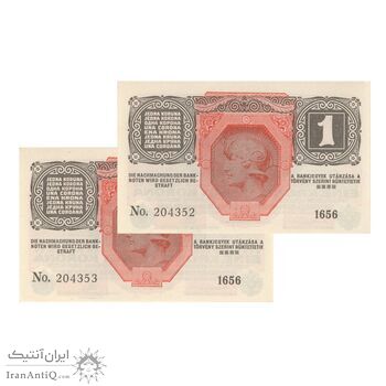 اسکناس 1 کرون 1916 (1919) جمهوری آلمان-اتریش - جفت - UNC61 - اتریش