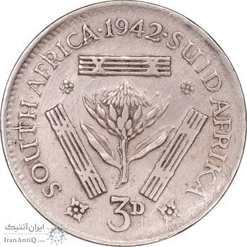 سکه 3 پنس 1942 جرج ششم - EF45 - آفریقای جنوبی