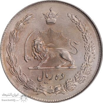 سکه 10 ریال 1343 - نازک - AU50 - محمد رضا شاه