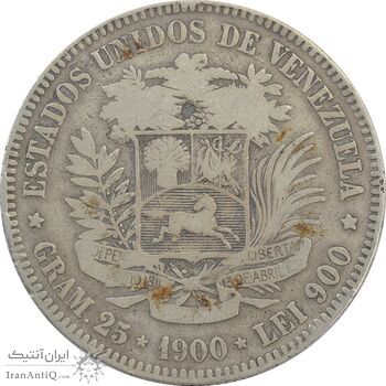 سکه 5 بولیوار 1900 - VF20 - ونزوئلا سکه 5 بولیوار 1900 - VF20 - ونزوئلا