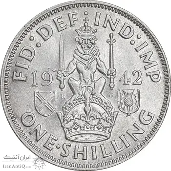 سکه 1 شیلینگ 1942 جرج ششم - تیپ 2 - MS63 - انگلستان