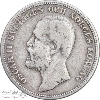 سکه 2 کرون 1904 اسکار دوم - تیپ 4 - VF35 - سوئد