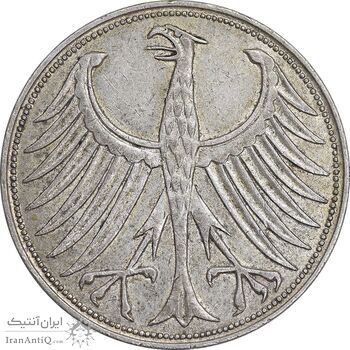 سکه 5 مارک 1951J جمهوری فدرال - AU53 - آلمان