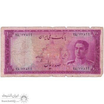 اسکناس 100 ریال سری سوم - تک - F15 - محمد رضا شاه