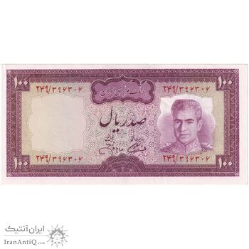 اسکناس 100 ریال (آموزگار - جهانشاهی) - تک - UNC62 - محمد رضا شاه