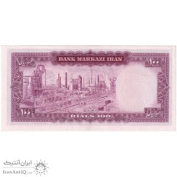 اسکناس 100 ریال (آموزگار - جهانشاهی) - تک - UNC62 - محمد رضا شاه