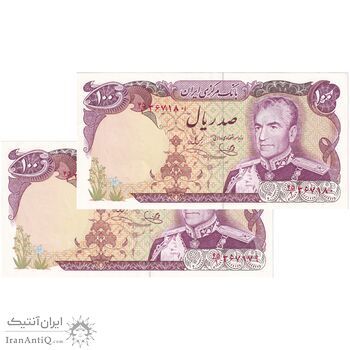 اسکناس 100 ریال (یگانه - خوش کیش) - جفت - UNC61 - محمد رضا شاه