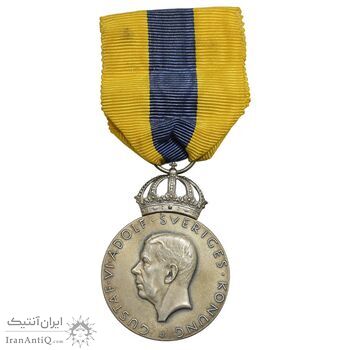 مدال نقره افتخار انجمن ستاره سرخ 1965 - گوستاف ششم - با روبان - AU - سوئد