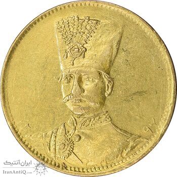 سکه طلا 1 تومان 1297 - بدون جلوس - AU50 - ناصرالدین شاه