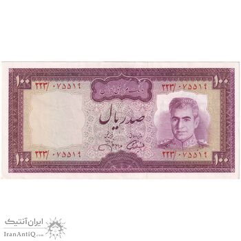 اسکناس 100 ریال (آموزگار - جهانشاهی) - تک - AU58 - محمد رضا شاه